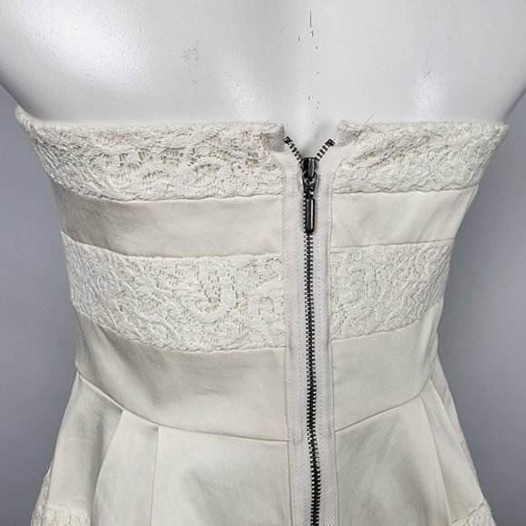 𝅺RW&CO White Lace Cotton Strapless Fit & Flare Mini Dress Size 8 - Picture 8 of 16
